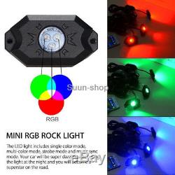 Bluetooth Waterproof Music LED Rock Lights RGB Color Accent Under Car For Jeep