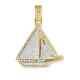 Boat Charm Pendant Necklace Round Cut Diamond Simulated 14k Two-tone Gold Over