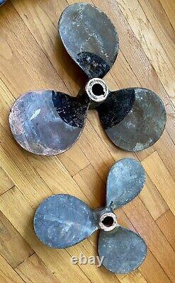 Boat Propellers 16 X 16 And 11 X 13 Boat Parts Nautical Decor Vintage Brass Used