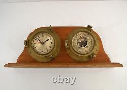 Brass Ships Clock & Barometer Vtg Marine Maritime Boat Gauge PARTS REPAIR