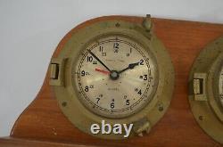 Brass Ships Clock & Barometer Vtg Marine Maritime Boat Gauge PARTS REPAIR