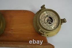 Brass Ships Clock & Barometer Vtg Marine Maritime Boat Gauge PARTS REPAIR