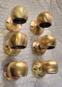 Bronze Hand Rail End Caps And Span Supports For 1 Vintage Boat Parts Lot Of 6