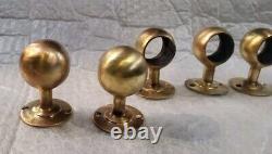 Bronze Hand Rail End Caps And Span Supports For 1 Vintage Boat Parts Lot Of 6