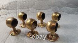 Bronze Hand Rail End Caps And Span Supports For 1 Vintage Boat Parts Lot Of 6
