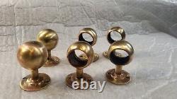 Bronze Hand Rail End Caps And Span Supports For 1 Vintage Boat Parts Lot Of 6