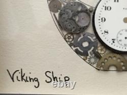 C. Brown Viking Ship Made With Vintage Watch Parts Signed
