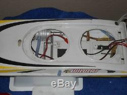 Classic vintage mini wildcat r/c boat set, original box, sold for PARTS