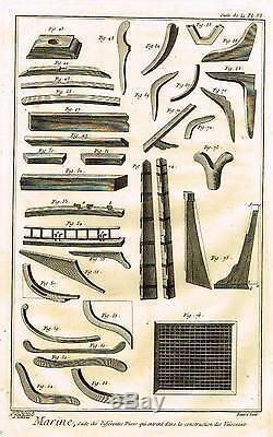 Diderot Enclyclopedie MARINE BOAT MAKING PARTS PLATE VI Engraving 1751-72