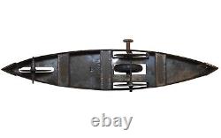 EARLY 20TH C GERMAN VINT LITHO'D ENML TIN WIND-UP STEAMER BOAT, WithHEAVING MOTION