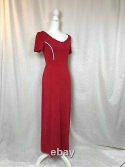 Fendi Vintage Women's Maxi Red Dress Stretcy Sheer Parts Size S Fendi Jeans