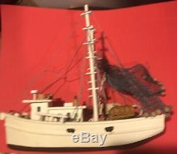 Folk ArtWood Toy Boats Vintage Old Fishing Boat Parts Wear Made And Put Together