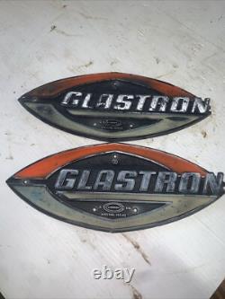 Glastron boat name plate placard emblem pair Vintage marine parts