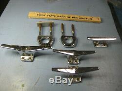 Group of Boat Cleats, Vintage, Chrome Used Boat Parts, Nautical