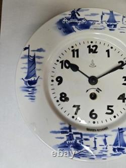 Gustav Becker Porcelain Wall Clock Dutch Boat Ocean Lighthouse PARTS OR REPAIR