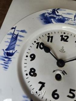 Gustav Becker Porcelain Wall Clock Dutch Boat Ocean Lighthouse PARTS OR REPAIR