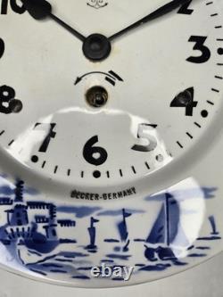 Gustav Becker Porcelain Wall Clock Dutch Boat Ocean Lighthouse PARTS OR REPAIR
