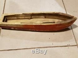 HAND CARVED WOOD SHIP BOAT PARTS REPAIRS 17.5x4x3 VINTAGE