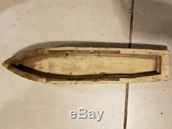 HAND CARVED WOOD SHIP BOAT PARTS REPAIRS 17.5x4x3 VINTAGE