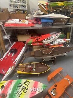 Huge Estate Vintage R/C Nitro Boat Collection Loads Of NOS Parts Bring A Truck