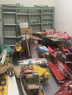 Huge Estate Vintage R/C Nitro Boat Collection Loads Of NOS Parts Bring A Truck