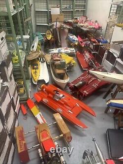 Huge Estate Vintage R/C Nitro Boat Collection Loads Of NOS Parts Bring A Truck