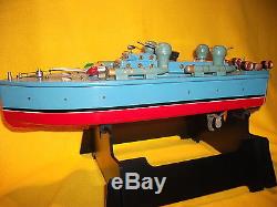 ITO toy motor boat Vtg working wooden pond military old parts torpedo antique
