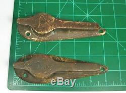 J LOT 2 Vtg BRONZE BOAT CLEATS withROLLER 6 Long Nautical Steampunk Hardware