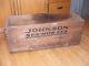 Johnson Outboard Motor Wood Shipping Box Crate Sea Horse Antique Vintage