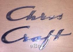 LARGE 24 Chris Craft Boat Emblem Chrome Raised Letters Wood Boat Badge Vintage