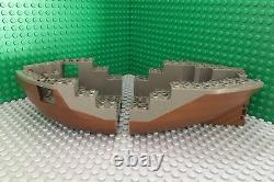LEGO 2x Lot Brown Gray Boat Hull Bow and Stern 6271, 6268 Pirate Ship Parts
