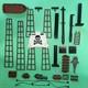 Lego Lot Vintage Pirate Ship Parts Boat Mast Base Long Brown Rigging Cannon Map
