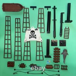 LEGO Lot Vintage Pirate Ship Parts Boat Mast Base Long Brown Rigging Cannon Map