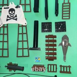 LEGO Lot Vintage Pirate Ship Parts Boat Mast Base Long Brown Rigging Cannon Map