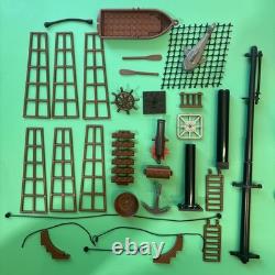 LEGO Lot Vintage Pirate Ship Parts Boat Mast Base Long Brown Rigging Cannon Net