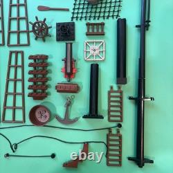 LEGO Lot Vintage Pirate Ship Parts Boat Mast Base Long Brown Rigging Cannon Net