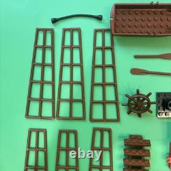 LEGO Lot Vintage Pirate Ship Parts Boat Mast Base Long Brown Rigging Cannon Net