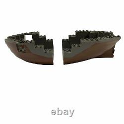 LEGO Pirate Ship Boat Hull Lot X4 Brown Black Gray Bow Stern 6271, 6268 Parts