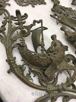 Large 1891 Hanging Oil Lamp Frame Woman on boats Parts