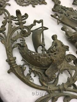 Large 1891 Hanging Oil Lamp Frame Woman on boats Parts