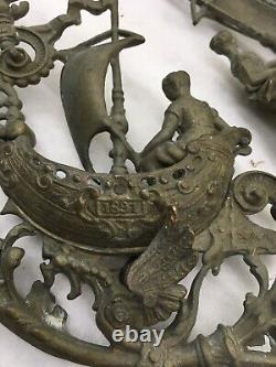 Large 1891 Hanging Oil Lamp Frame Woman on boats Parts
