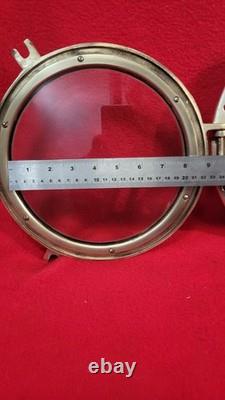 Large Bronze Porthole 12 Diameter 8 Glass Vintage Boat Parts Port Hole