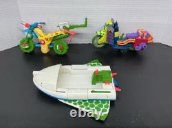 Large Lot Vtg 90s TMNT Mixed Lot Van Boat Motorcycle Figures Helicopter Parts