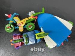Large Lot Vtg 90s TMNT Mixed Lot Van Boat Motorcycle Figures Helicopter Parts