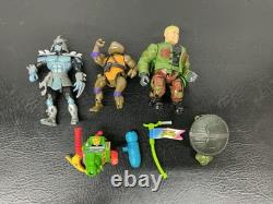 Large Lot Vtg 90s TMNT Mixed Lot Van Boat Motorcycle Figures Helicopter Parts