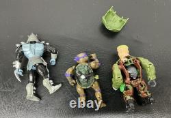 Large Lot Vtg 90s TMNT Mixed Lot Van Boat Motorcycle Figures Helicopter Parts