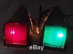 Large Vintage Bronze or Brass Teardrop Bow Navigation Lights Red/Green, Nautical