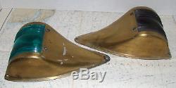 Large Vintage Bronze or Brass Teardrop Bow Navigation Lights Red/Green, Nautical