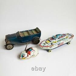 Lot Of VTG Diecast Tin Toys For Repair Or Parts Car Wyandotte Boat Japan Bunny