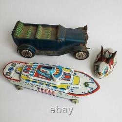 Lot Of VTG Diecast Tin Toys For Repair Or Parts Car Wyandotte Boat Japan Bunny